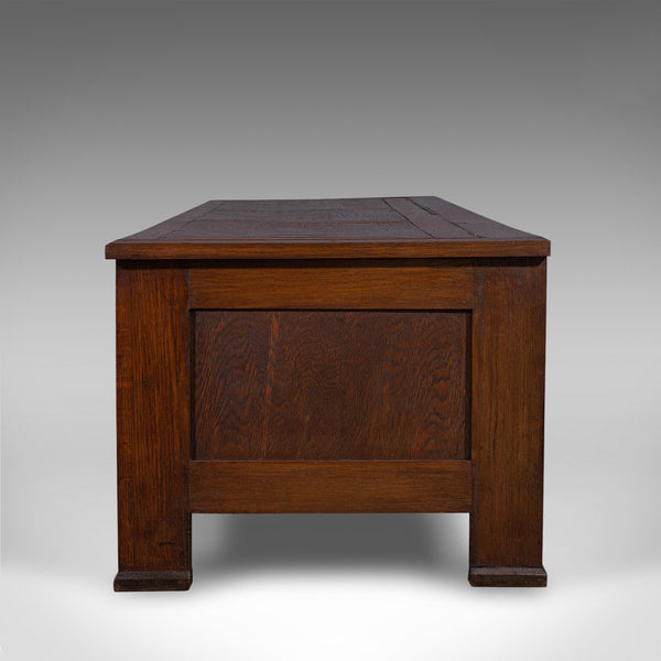 Large Antique Blanket Coffer, English, Oak, Chest, Window Seat, Edwardian, 1910