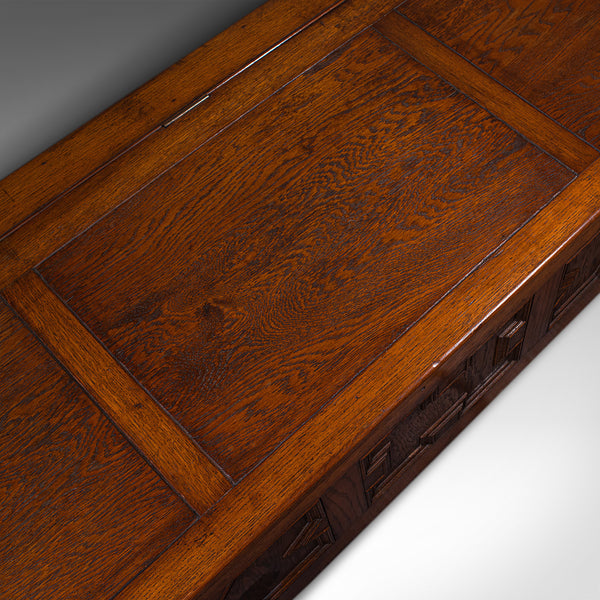 Large Antique Blanket Coffer, English, Oak, Chest, Window Seat, Edwardian, 1910