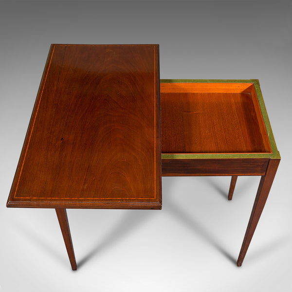 Antique Fold Over Card Table, English, Mahogany, Games, Occasional, Edwardian