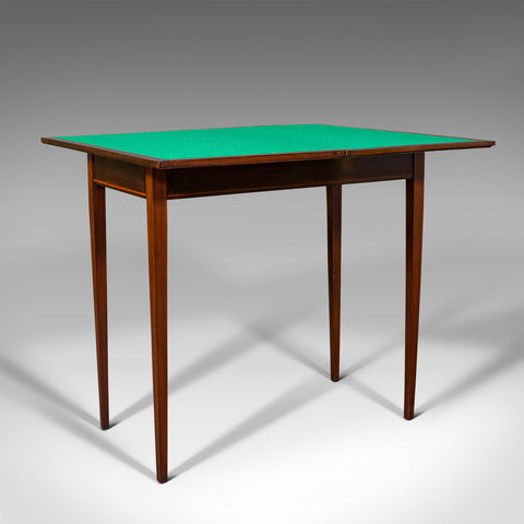 Antique Fold Over Card Table, English, Mahogany, Games, Occasional, Edwardian