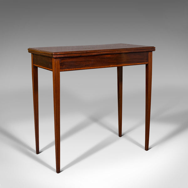 Antique Fold Over Card Table, English, Mahogany, Games, Occasional, Edwardian