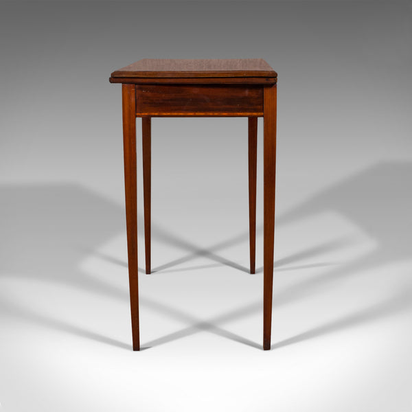Antique Fold Over Card Table, English, Mahogany, Games, Occasional, Edwardian