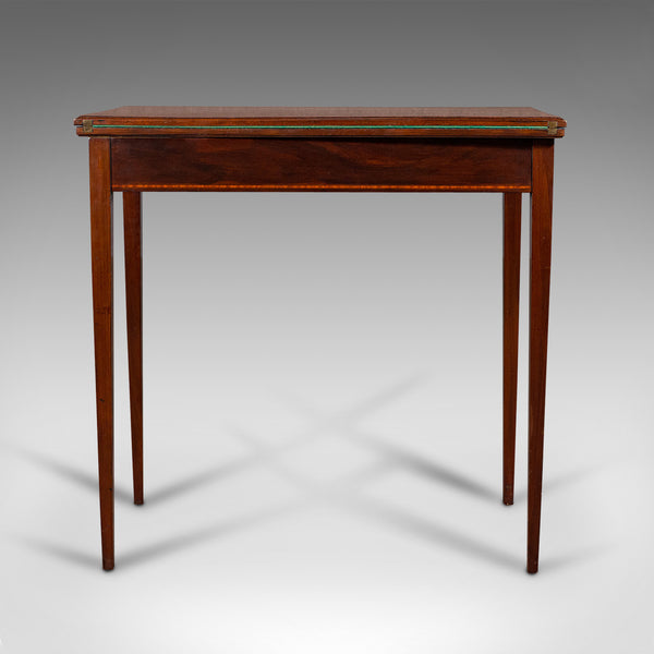Antique Fold Over Card Table, English, Mahogany, Games, Occasional, Edwardian
