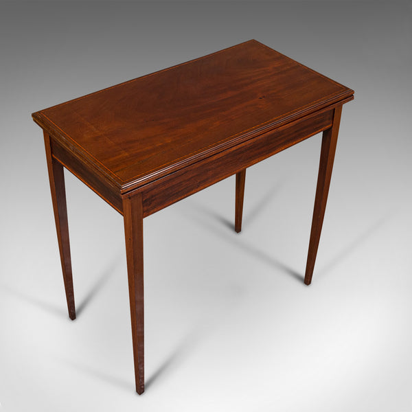 Antique Fold Over Card Table, English, Mahogany, Games, Occasional, Edwardian