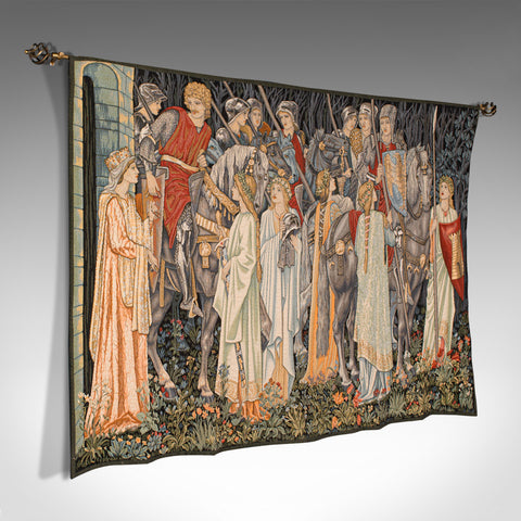 Large Vintage Tapestry, French, Jacquard, Decorative Wall Covering, Holy Grail