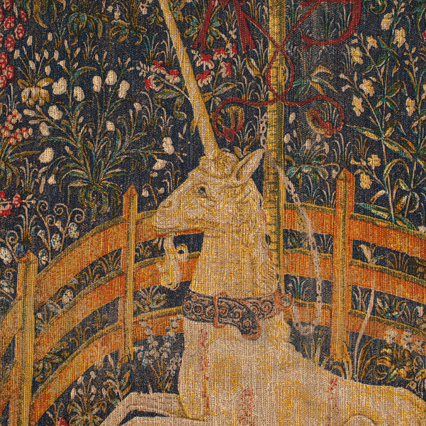 Antique Decorative Tapestry, French, Needlepoint, Wall Covering, Unicorn, C.1920