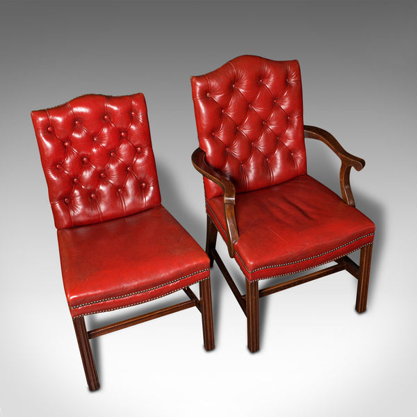 Set Of 10 Antique Gainsborough Chairs, English, Leather, Carver, Edwardian, 1910