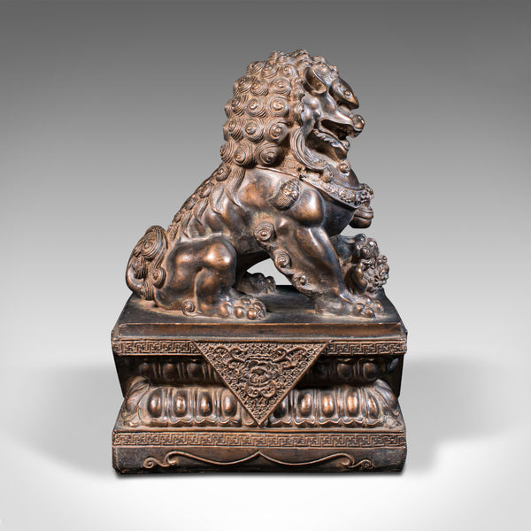 Pair Of Vintage Decorative Bookends, Oriental, Bronzed, Dog Of Fu Figure, C.1970