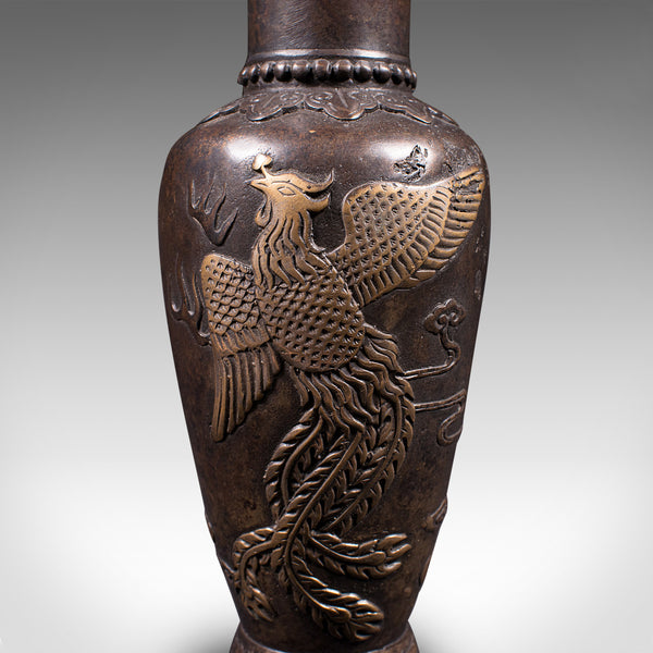 Small Antique Posy Vase, Chinese, Bronze, Decorative Flower Urn, Victorian, 1900