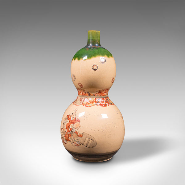 Antique Gerbera Vase, Japanese, Ceramic, Single Stem, Flower, Meiji Period, 1900