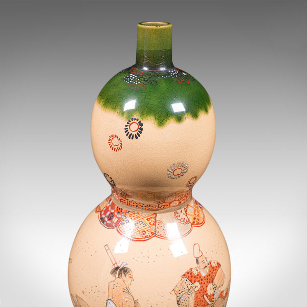 Antique Gerbera Vase, Japanese, Ceramic, Single Stem, Flower, Meiji Period, 1900