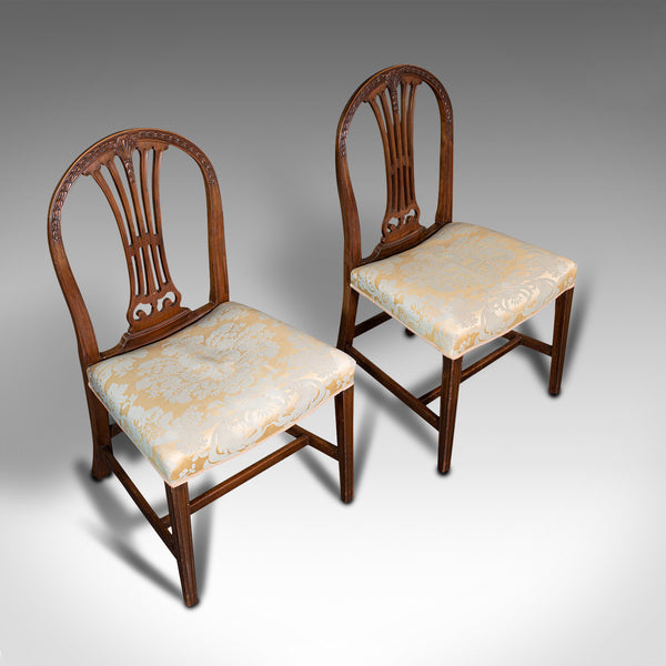 Pair Of, Antique Hepplewhite Revival Side Chairs, English, Seat, Victorian, 1890