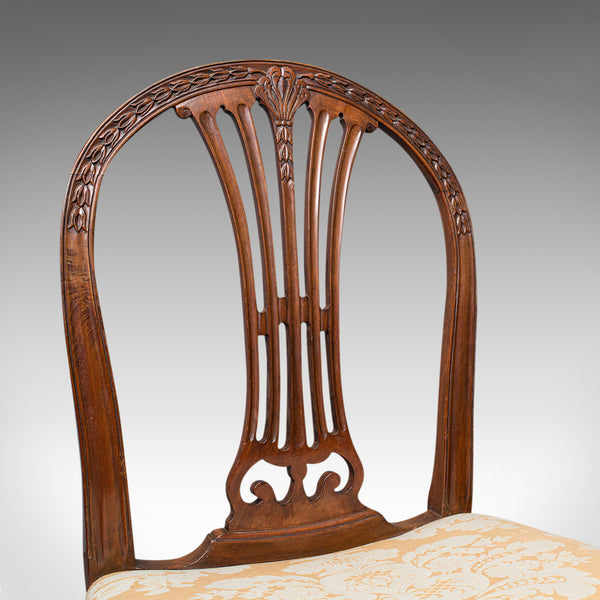 Pair Of, Antique Hepplewhite Revival Side Chairs, English, Seat, Victorian, 1890