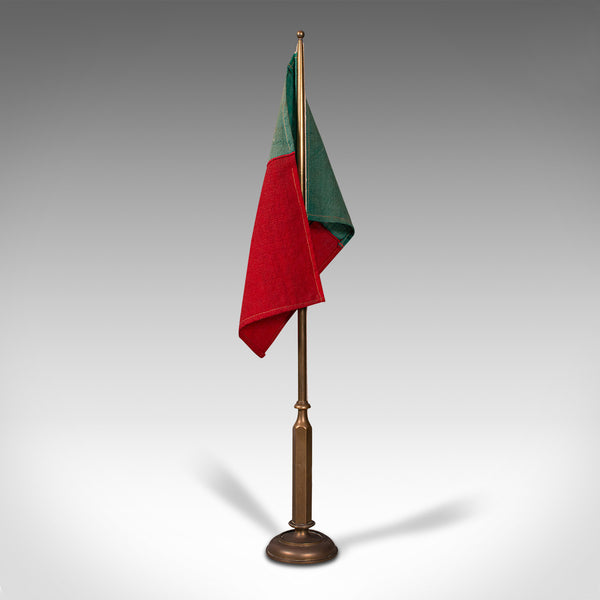 Antique Diplomat's Desk Flag, Continental, Brass, Portuguese, circa 1920