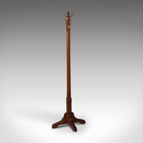 Antique Coat Stand, English, Mahogany, Brass, Hallway Hat Rack, Edwardian, 1910