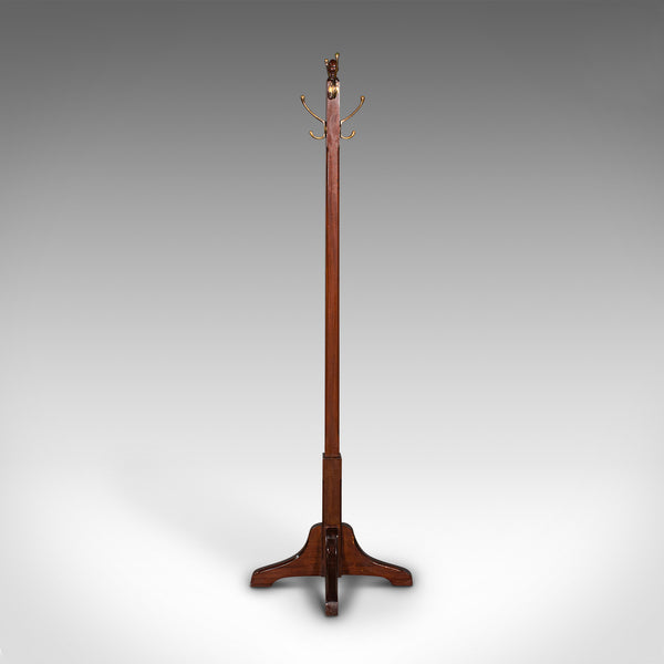 Antique Coat Stand, English, Mahogany, Brass, Hallway Hat Rack, Edwardian, 1910