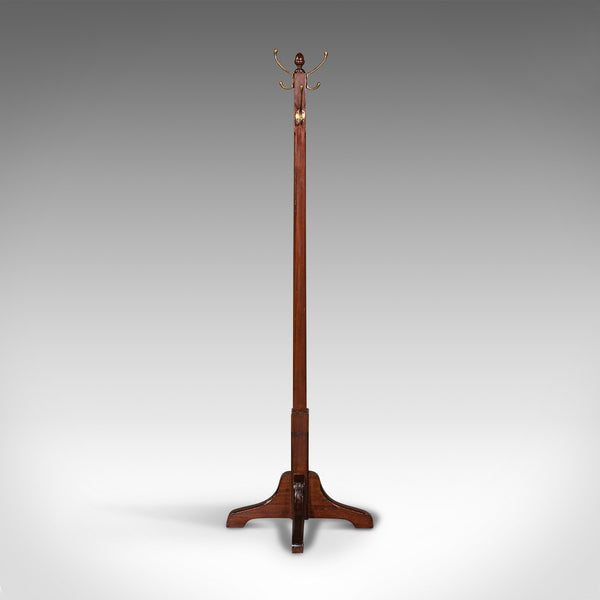 Antique Coat Stand, English, Mahogany, Brass, Hallway Hat Rack, Edwardian, 1910