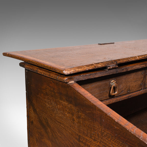 Antique Verger's Table Top Desk, English, Oak, Ecclesiastical, William III, 1700