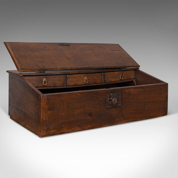 Antique Verger's Table Top Desk, English, Oak, Ecclesiastical, William III, 1700