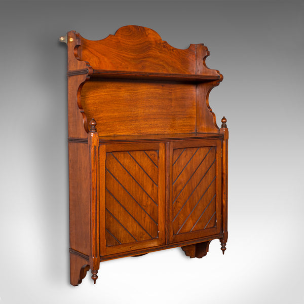 Antique Wall Mounted Cabinet, English, Mahogany, Hanging Whatnot, Victorian