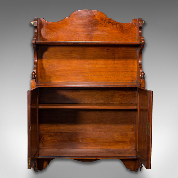 Antique Wall Mounted Cabinet, English, Mahogany, Hanging Whatnot, Victorian