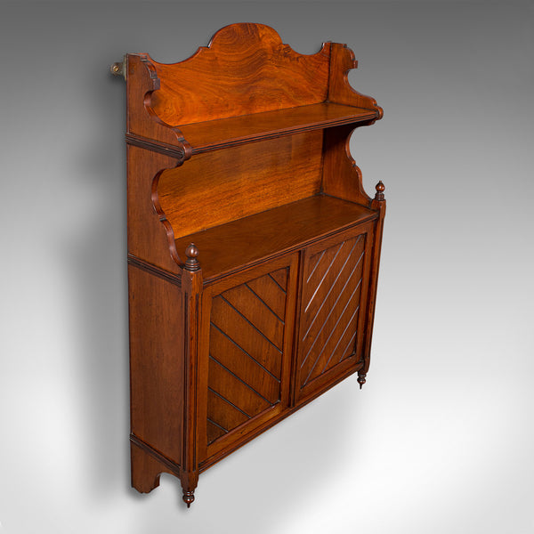 Antique Wall Mounted Cabinet, English, Mahogany, Hanging Whatnot, Victorian