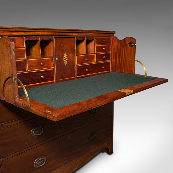Antique Secretaire Cabinet, English, Chest Of Drawers, Bureau, Desk, Georgian
