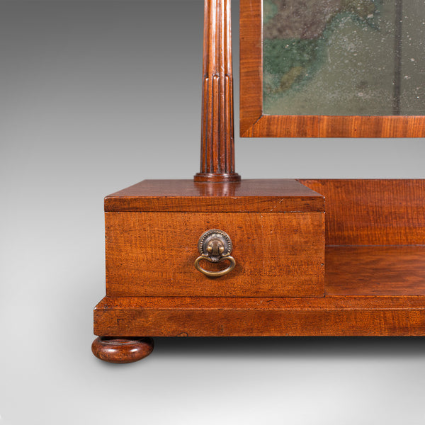 Antique Dressing Mirror, English, Mahogany, Boudoir, Pedestal Base, Victorian