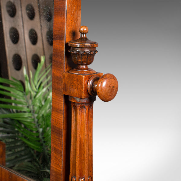 Antique Dressing Mirror, English, Mahogany, Boudoir, Pedestal Base, Victorian