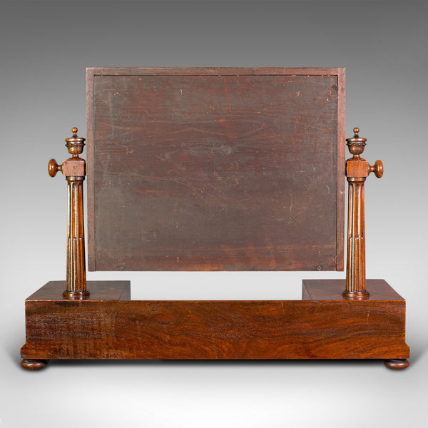 Antique Dressing Mirror, English, Mahogany, Boudoir, Pedestal Base, Victorian