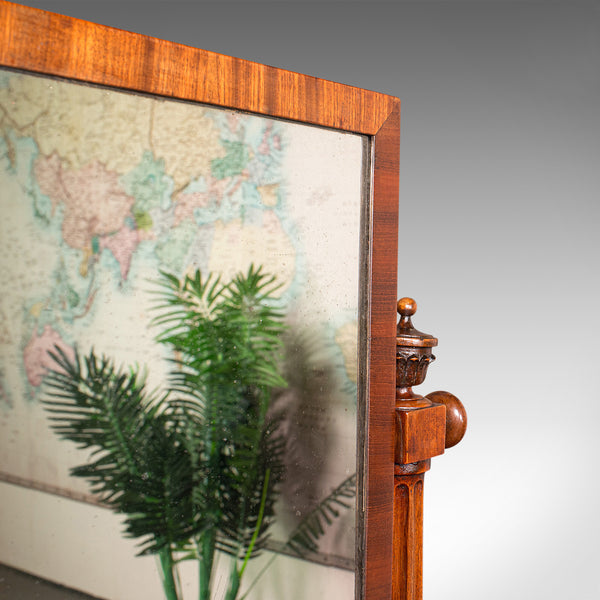 Antique Dressing Mirror, English, Mahogany, Boudoir, Pedestal Base, Victorian