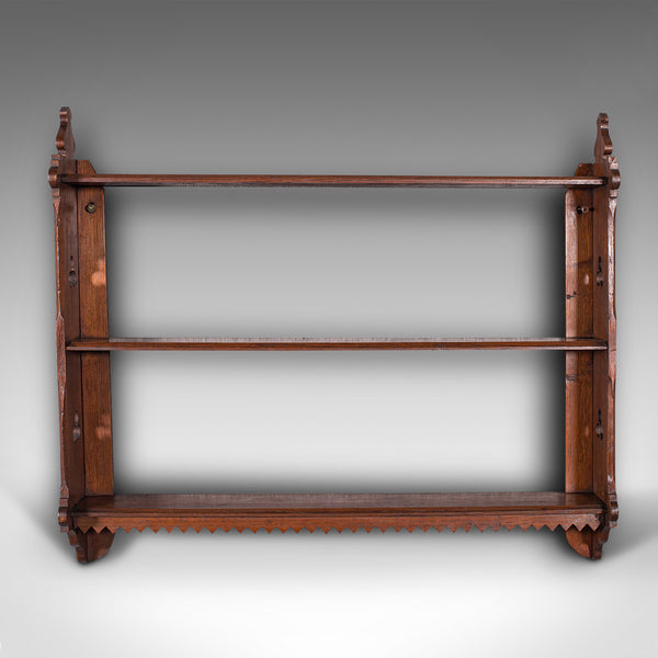 Antique Mounted Whatnot, English, Oak, Wall Shelf, Arts And Crafts, Victorian