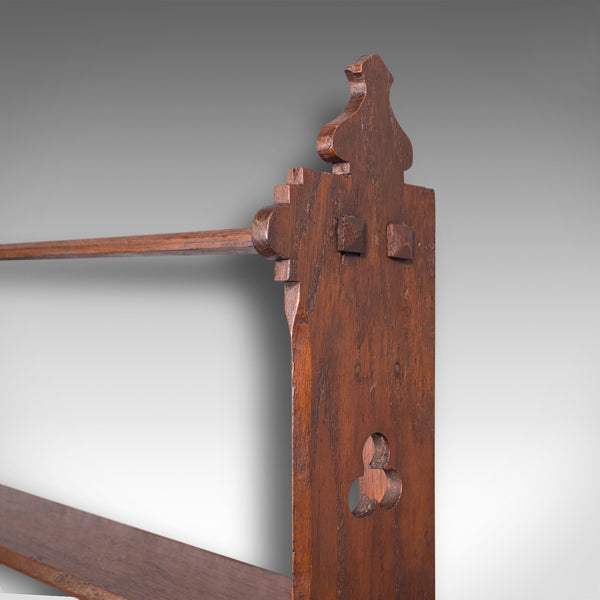 Antique Mounted Whatnot, English, Oak, Wall Shelf, Arts And Crafts, Victorian