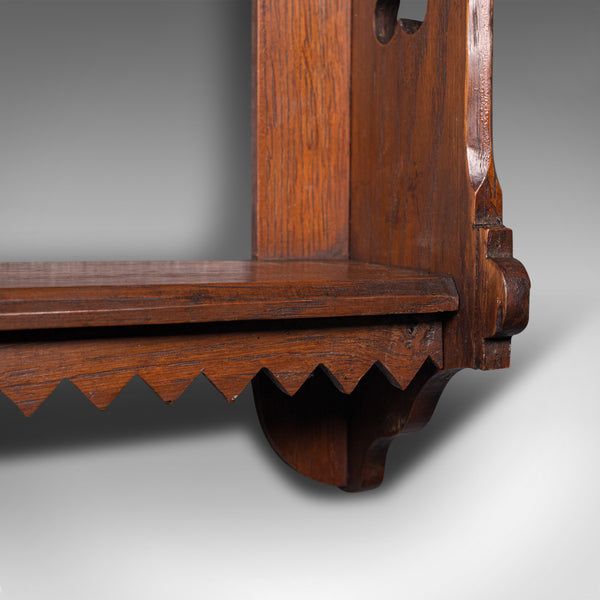 Antique Mounted Whatnot, English, Oak, Wall Shelf, Arts And Crafts, Victorian