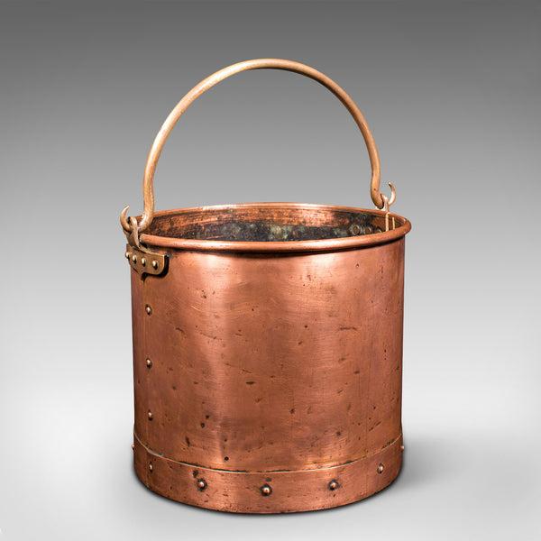 Pair Of Antique Fireside Bins, English, Copper, Coal, Fire Bucket, Victorian