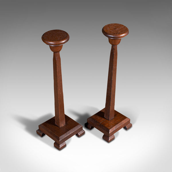Pair Of Antique Hat Stands, Oak, Milliner's Shop Display, Wig, Edwardian, C.1910