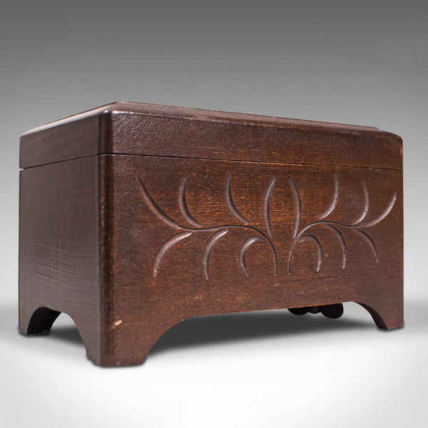 Small Antique Music Box, French, Beech, Jewellery Tray, Edwardian, Circa 1910