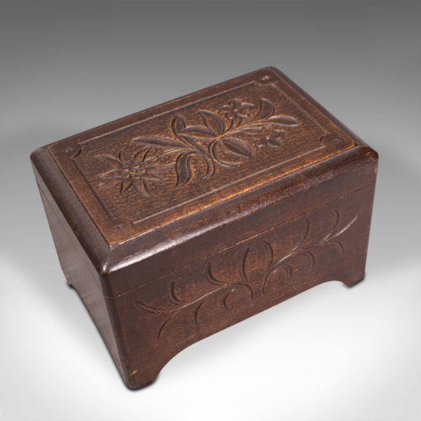 Small Antique Music Box, French, Beech, Jewellery Tray, Edwardian, Circa 1910