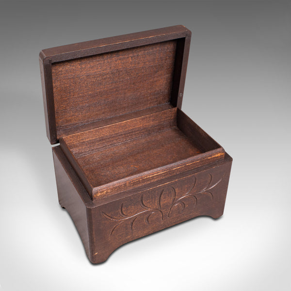 Small Antique Music Box, French, Beech, Jewellery Tray, Edwardian, Circa 1910