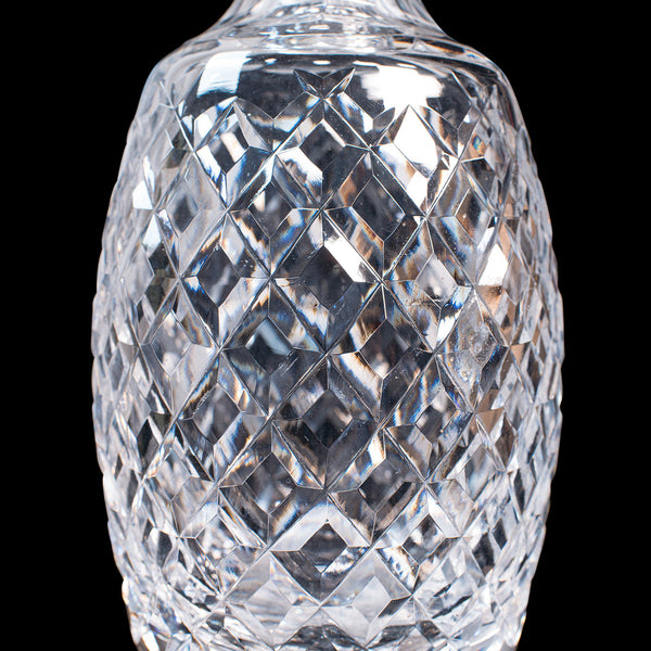 Vintage Whiskey Decanter, English, Glass, Brandy, Spirit Vessel, Circa 1960