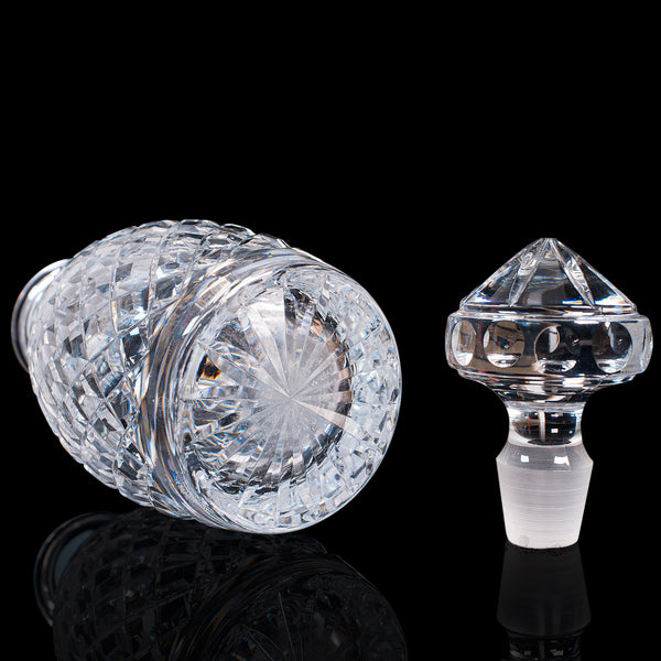 Vintage Whiskey Decanter, English, Glass, Brandy, Spirit Vessel, Circa 1960