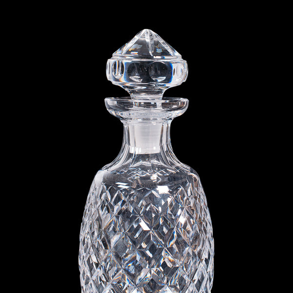 Vintage Whiskey Decanter, English, Glass, Brandy, Spirit Vessel, Circa 1960