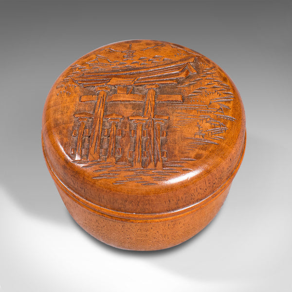 Small Vintage Lidded Treen, Japanese, Mahogany, Spice, Jewellery Box, Circa 1950