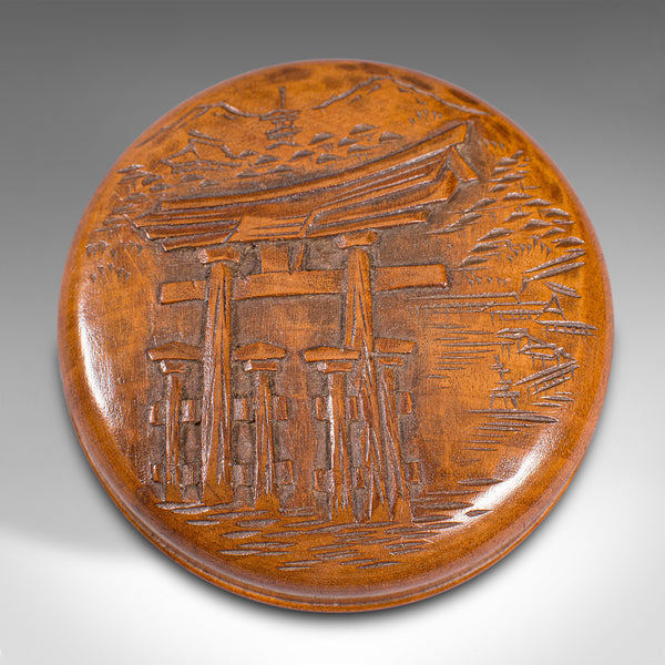 Small Vintage Lidded Treen, Japanese, Mahogany, Spice, Jewellery Box, Circa 1950