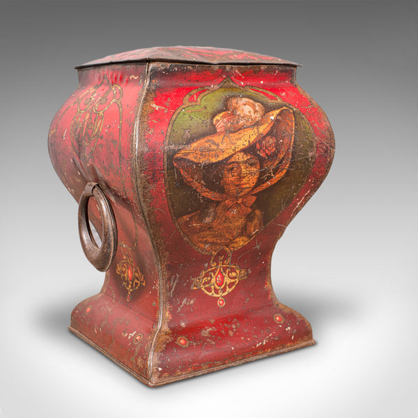 Antique Biscuit Tin, English, Decorative, Shop, Retail Container, Edwardian