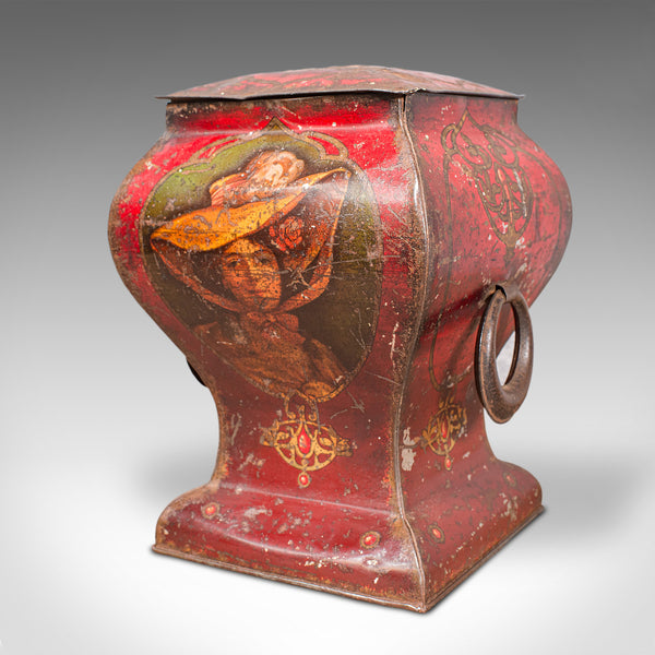 Antique Biscuit Tin, English, Decorative, Shop, Retail Container, Edwardian