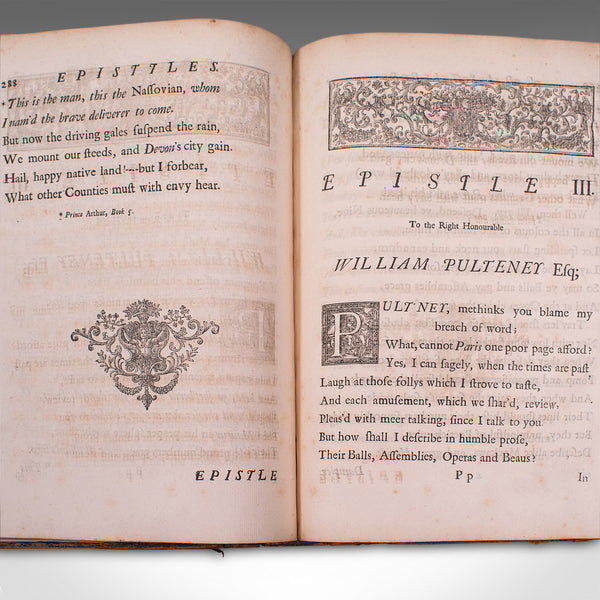 Antique Poetry Book, English, Leather Bound, Poems, John Gay, Georgian, 1720