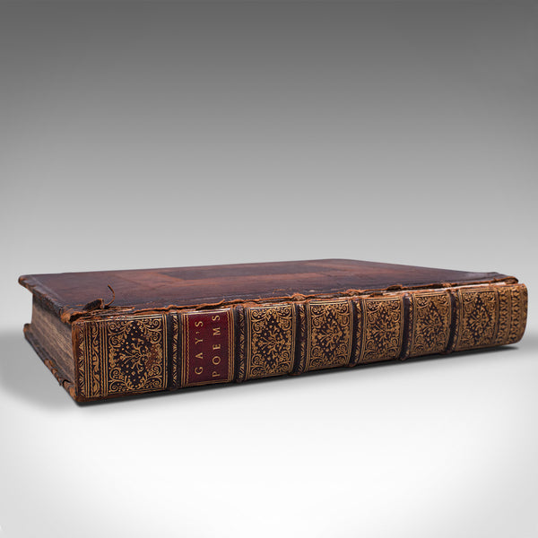 Antique Poetry Book, English, Leather Bound, Poems, John Gay, Georgian, 1720