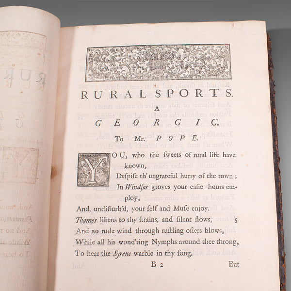 Antique Poetry Book, English, Leather Bound, Poems, John Gay, Georgian, 1720