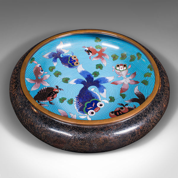 Large Antique Cloisonne Bowl, Chinese, Ceramic, Fishbowl, Serving Dish, C.1900